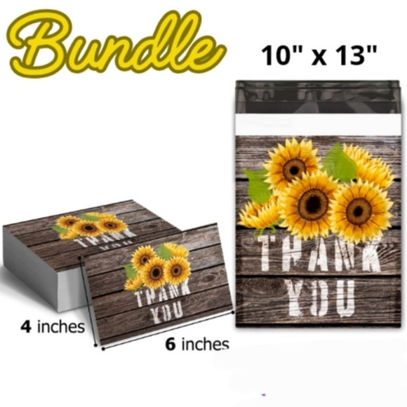 40 pc sunflower THEMED POLYMAILER Cards Stickers BUNDLE - Picture 1 of 7